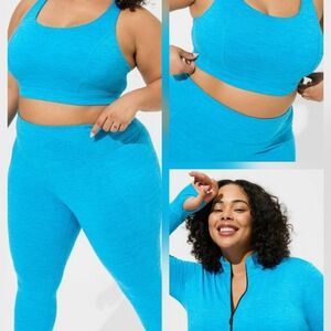 3 Piece SET: Torrid Blue Leggings, Sports Bra, And Active Top All Size 3